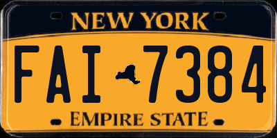 NY license plate FAI7384