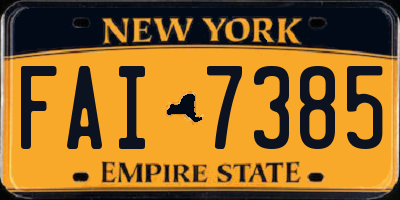 NY license plate FAI7385