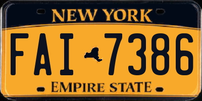 NY license plate FAI7386
