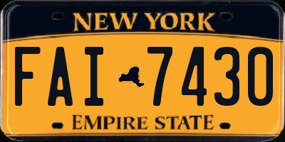 NY license plate FAI7430