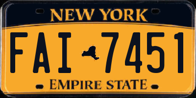 NY license plate FAI7451
