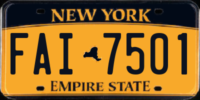 NY license plate FAI7501