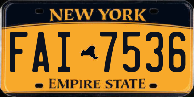NY license plate FAI7536