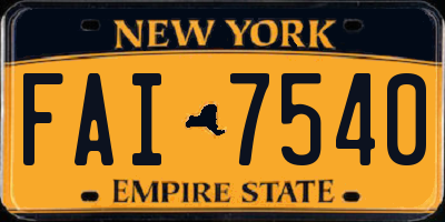NY license plate FAI7540