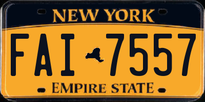 NY license plate FAI7557