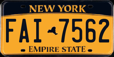 NY license plate FAI7562