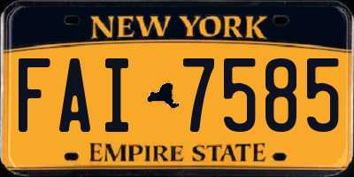 NY license plate FAI7585