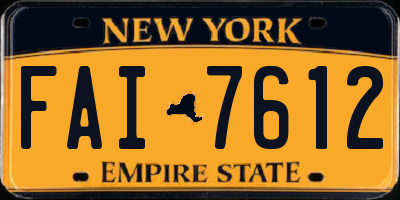 NY license plate FAI7612