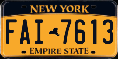 NY license plate FAI7613