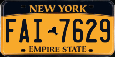 NY license plate FAI7629