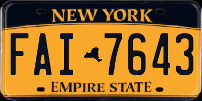 NY license plate FAI7643