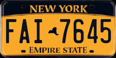NY license plate FAI7645