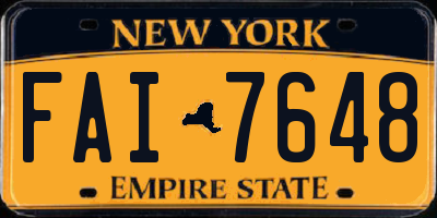 NY license plate FAI7648