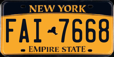 NY license plate FAI7668