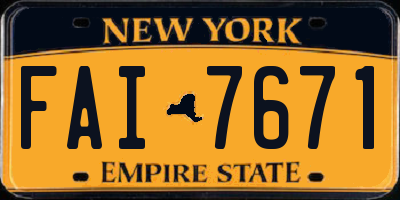 NY license plate FAI7671