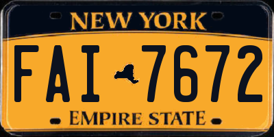 NY license plate FAI7672