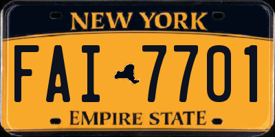 NY license plate FAI7701