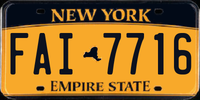 NY license plate FAI7716
