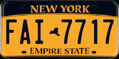 NY license plate FAI7717