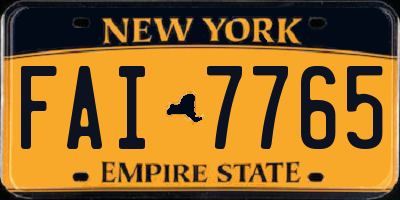 NY license plate FAI7765