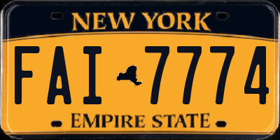 NY license plate FAI7774