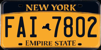 NY license plate FAI7802