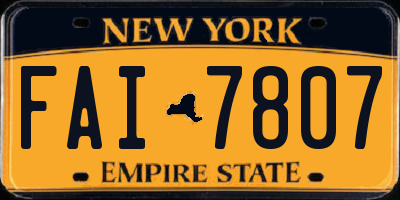 NY license plate FAI7807