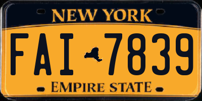 NY license plate FAI7839
