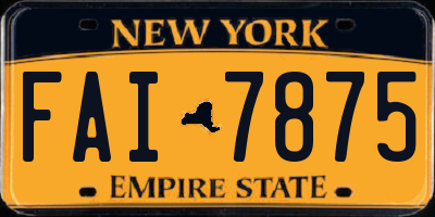 NY license plate FAI7875