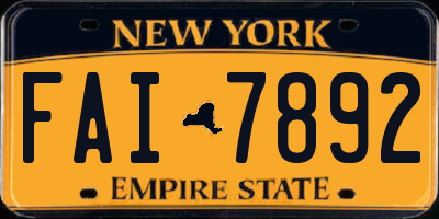 NY license plate FAI7892