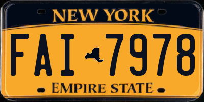 NY license plate FAI7978