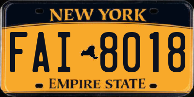 NY license plate FAI8018