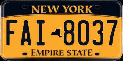 NY license plate FAI8037
