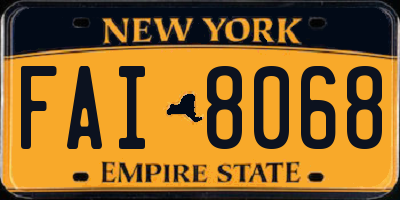 NY license plate FAI8068