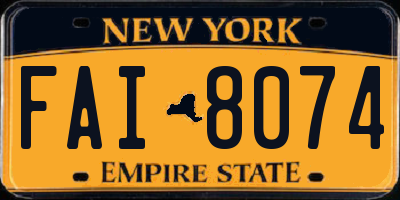 NY license plate FAI8074