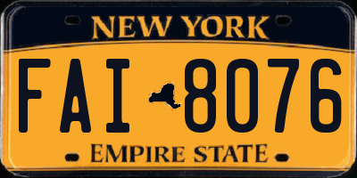 NY license plate FAI8076