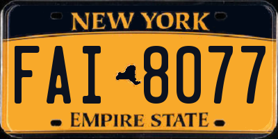 NY license plate FAI8077