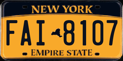 NY license plate FAI8107
