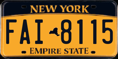 NY license plate FAI8115