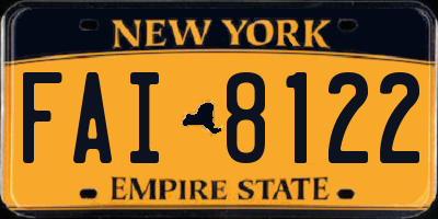 NY license plate FAI8122