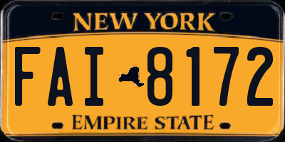 NY license plate FAI8172