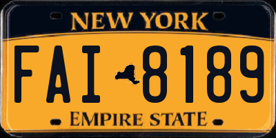 NY license plate FAI8189
