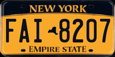 NY license plate FAI8207