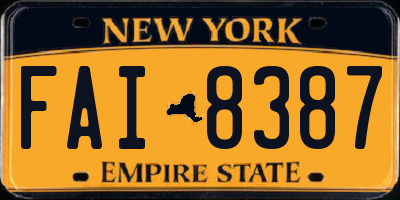 NY license plate FAI8387