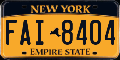 NY license plate FAI8404