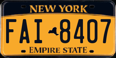 NY license plate FAI8407