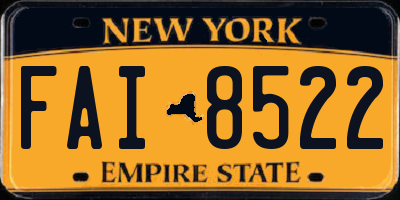 NY license plate FAI8522