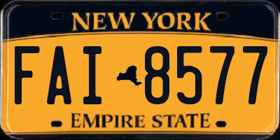 NY license plate FAI8577