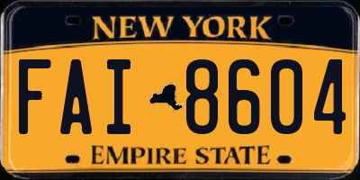 NY license plate FAI8604