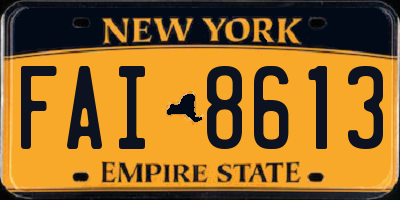 NY license plate FAI8613